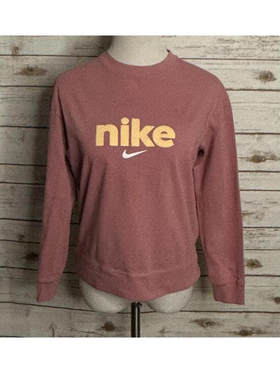 Nike Tops - Nike activewear faded pink crewneck logo spellout long sleeve sweatshirt Size M